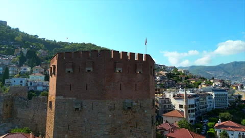 Red castle in Turkey. Beautiful view of the castle in Turkey, Alanya 库存影片 208095290