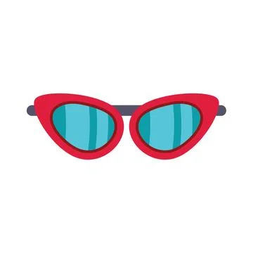 Red cat eye sunglasses reflecting summer sky Stock Illustration