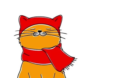 Red cat in a red cap 4K Video stock 220152340