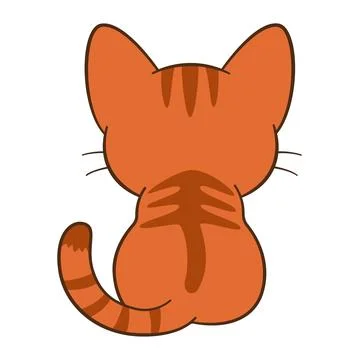 Red cat sits back view. Cute ginger tabby kitten in cartoon style. Flat style 스톡 일러스트