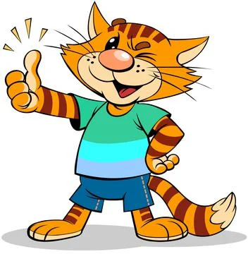 Red cat with thumb up. Stock Illustration