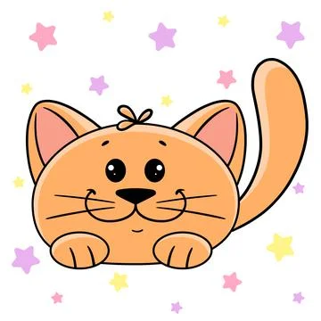 A red cat. Vector cartoon kitten drawing isolated. Stock Illustration