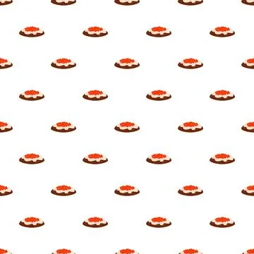 Red caviar appetizer blinis pattern surface design Stock Illustration