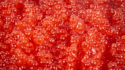 Red caviar background close up rotation, 4K Stock Footage 48014145
