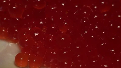 Red caviar background close up rotation 360 Stock Footage 81481349