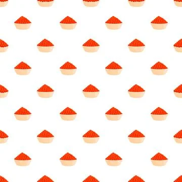 Red caviar bowls seamless pattern repeating background Stock Illustration