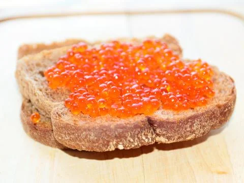 Red caviar for breakfast Stock Photos