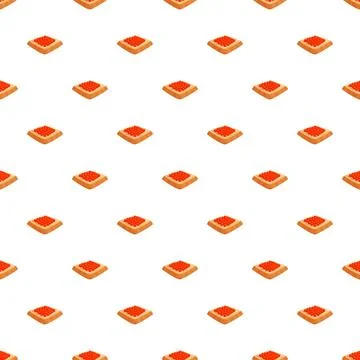 Red caviar canape pattern repeating on white background 스톡 일러스트