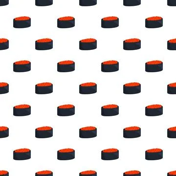 Red caviar gunkan sushi repeating seamless pattern Stock Illustration