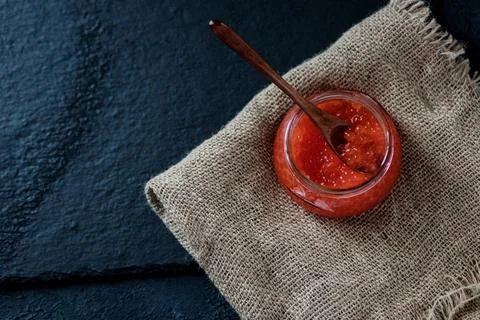 Red caviar with in a jar Stock Photos