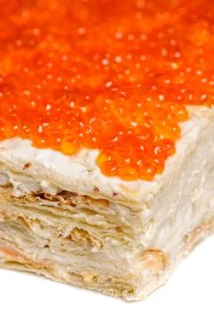 Red caviar pie Stock Photos
