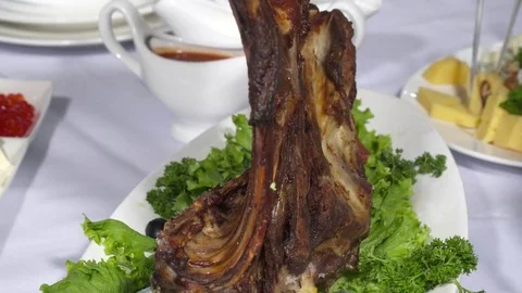 Red caviar on the restaurant table Stock Footage 74090046