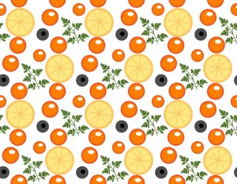 Red caviar seamless pattern. Roe endless background, texture, wallpaper. Ve.. Stock Illustration