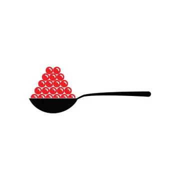 Red caviar in spoon icon Stock Illustration