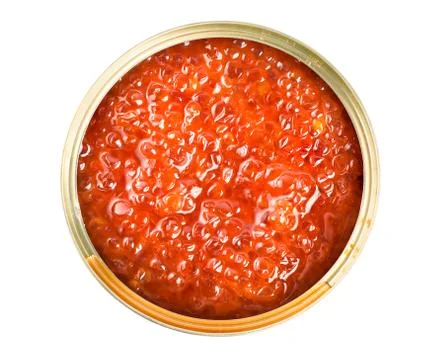 Red caviar in tin Stock Photos