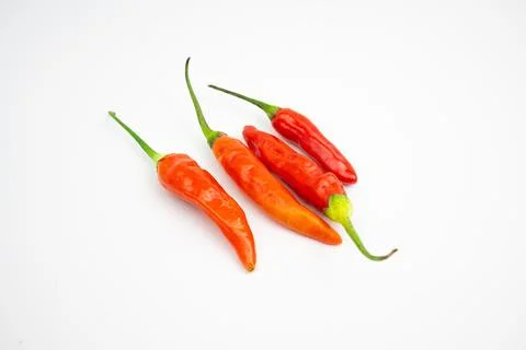 Red cayenne pepper. in Group. typical Indonesian. isolated on white backgroun Stock Photos