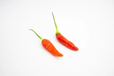 Red cayenne pepper. in Group. typical Indonesian. isolated on white backgroun Stock Photos