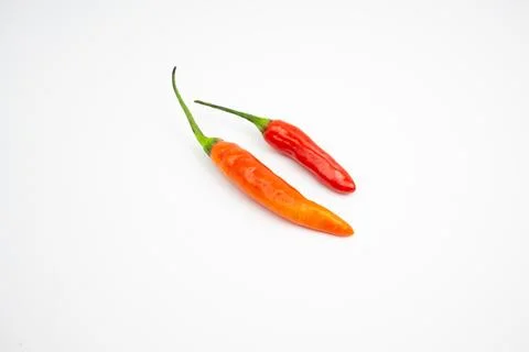 Red cayenne pepper. in Group. typical Indonesian. isolated on white backgroun Stock Photos