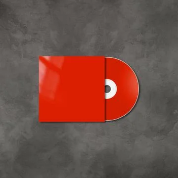 Red CD - DVD mockup template isolated on concrete background Stock Illustration
