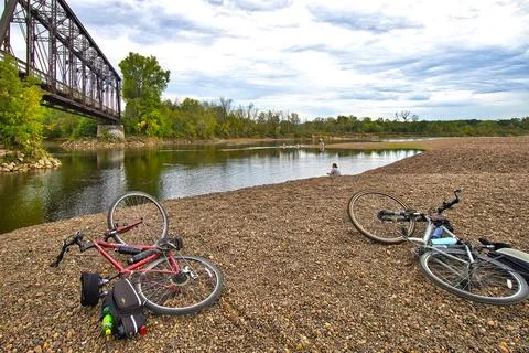 Red Cedar Trail Bikes by River Stock Photos