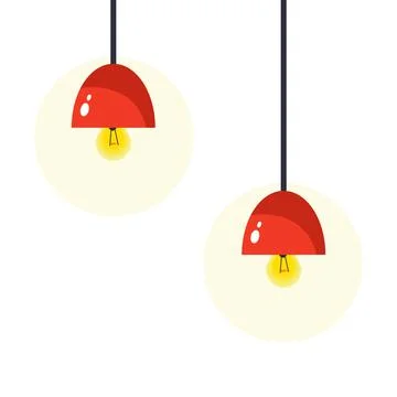 Red ceiling lamp. Vector illustration isolated on white background Stock Illustration