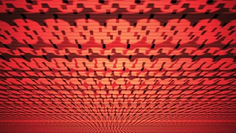 Red ceiling with square pattern design. Video stock 334660227