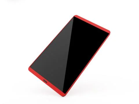 Red cell phone rendered isolated on white background Stock Illustration