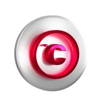 Red Celsius icon isolated on transparent background. Silver circle button. Illustrazione stock