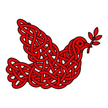 Red Celtic Knot Dove with Olive Branch Stock Illustration