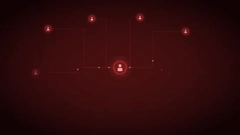 Red Central Hub People Network Team Connect Glow 4K Loop Stock Footage 342604068