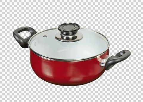 Red ceramic pan with clipping path Stock Photos