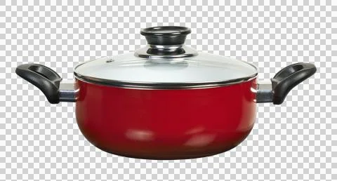 Red ceramic pan isolated Stock Photos