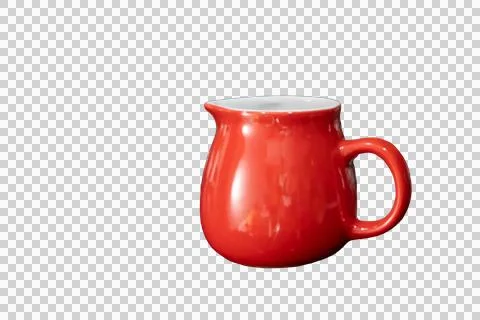 Red ceramic pitcher standing on a transparent background, offering ample co.. Stock Photos