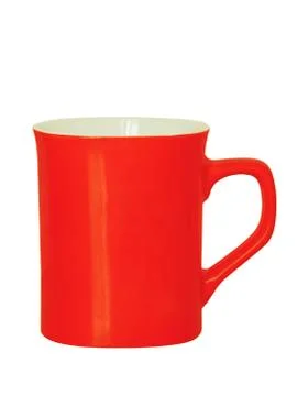 Red ceramic tea cup isolated on white. Stock Photos