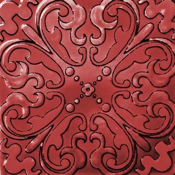 Red ceramic tile with classic pattern for wall and floor decoration. Concrete Stock Photos