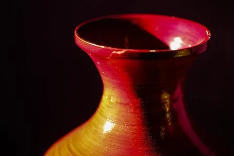 Red Ceramic Vase in Dramatic Light  Fine Art Still Life 写真素材