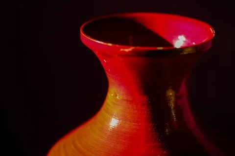 Red Ceramic Vase in Dramatic Light  Fine Art Still Life 写真素材