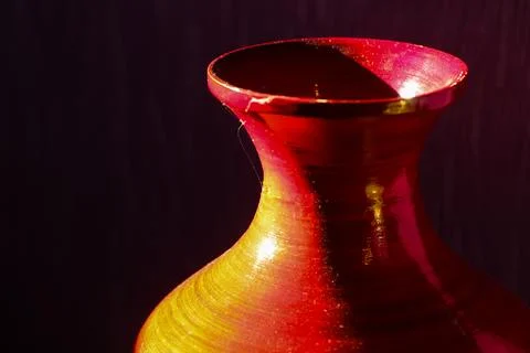 Red Ceramic Vase in Dramatic Light  Fine Art Still Life 写真素材