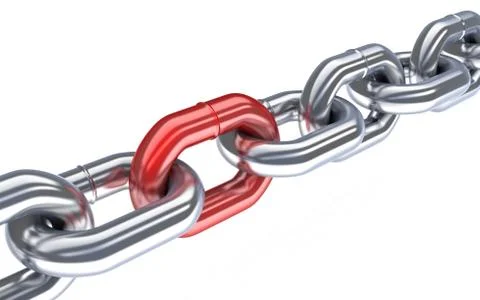 Red chain (done in 3d, isolated) Ilustración de archivo