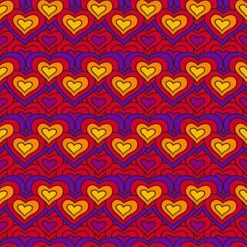 Red chain of hearts vector seamless pattern Illustrazione stock
