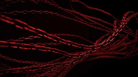 Red Chains in Darkness Stock-Fotos
