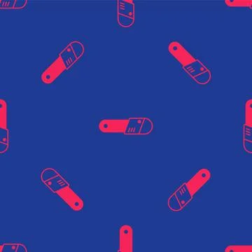 Red Chainsaw icon isolated seamless pattern on blue background. Vector Illustrazione stock