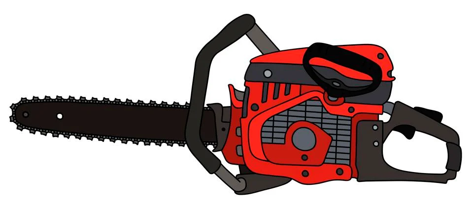 Red chainsaw Stock Illustration