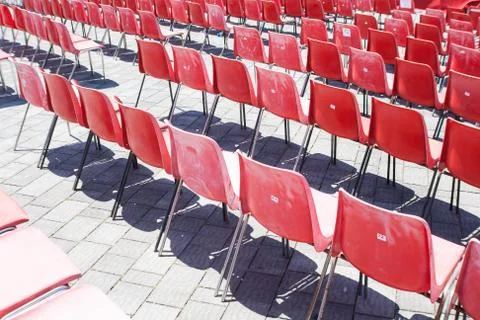 Red chair lined Stock Photos