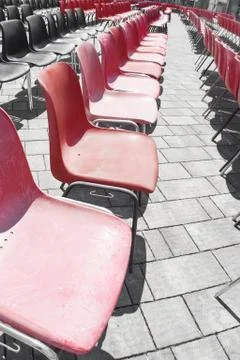 Red chair lined Stock Photos