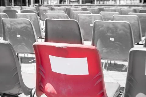 Red chair lined Stock Photos