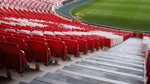 Red chairs Sport Lisboa e Benfica Stadium Video stock 125756053