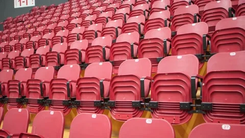 Red Chairs in the Stands Stock Footage 134284002