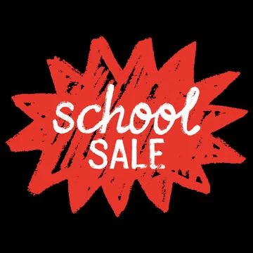 Red chalk shape zigzag outline with School sale text, special offer banner Illustrazione stock