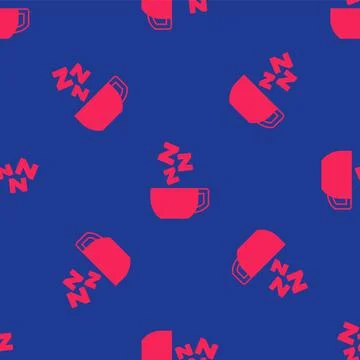 Red Chamomile tea icon isolated seamless pattern on blue background. A useful 스톡 일러스트